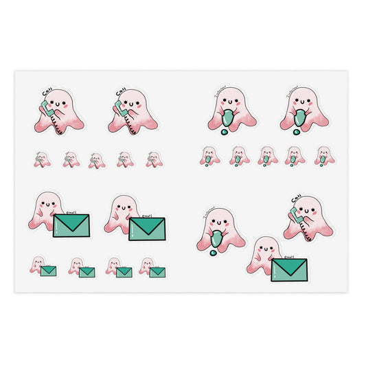 Cute Pink Character Sticker Sheets for Planners, Journals, and Scrapbooking, Ideal for Creative Gifts, Stickers for Kids and Adults
