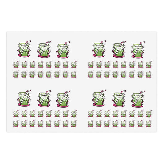 Cute Matcha Drink-Themed Sticker Sheets for Planners, Scrapbooking, Journals, Gifts, Party Favors Printify