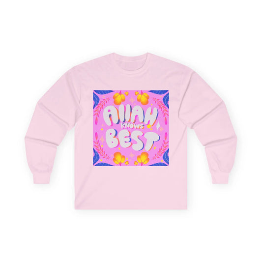 Allah Knows Best Long Sleeve Tee | Unisex Gift, Casual Wear, Faith-Inspired Clothing, Spiritual Fashion, Graphic Tee Printify