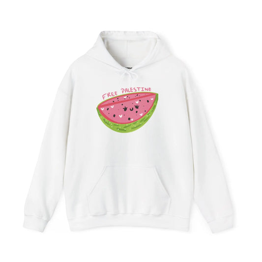 Hooded Sweatshirt - Free Palestine Watermelon Cute Unisex Clothing Printify