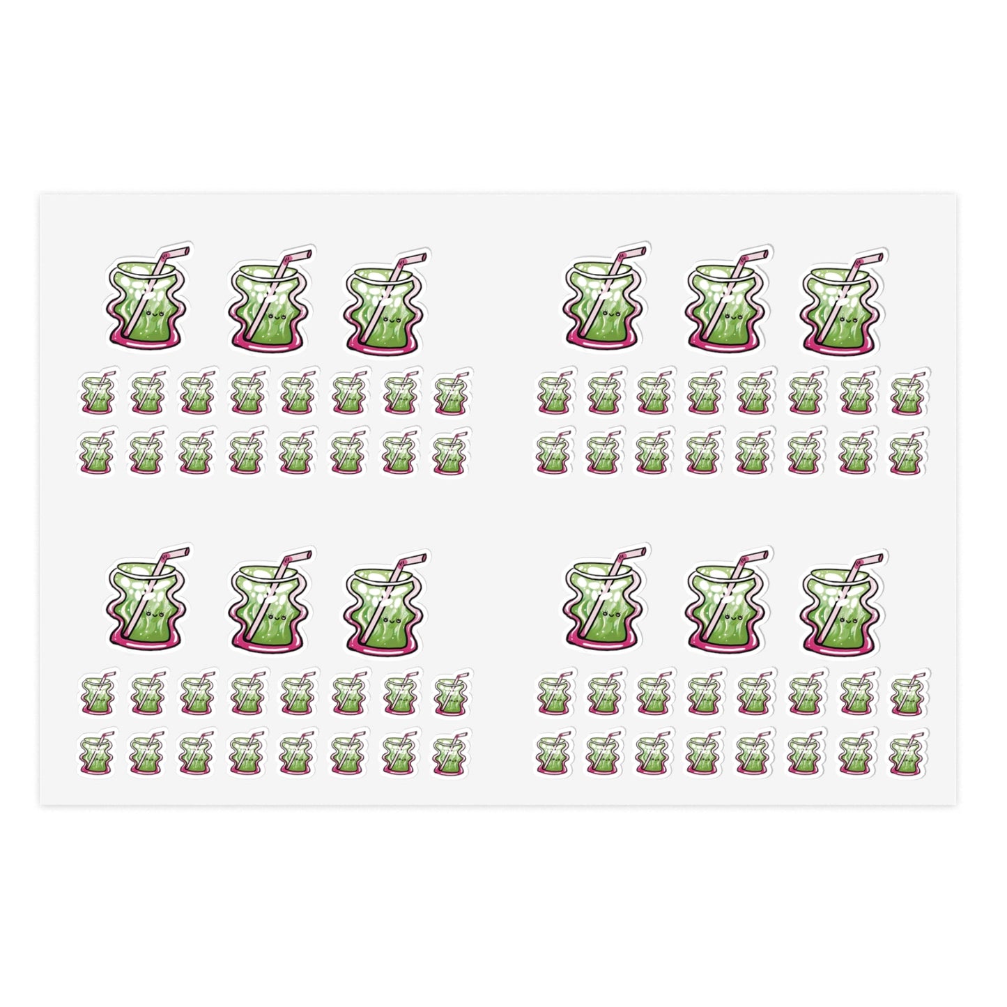 Cute Matcha Drink-Themed Sticker Sheets for Planners, Scrapbooking, Journals, Gifts, Party Favors Printify