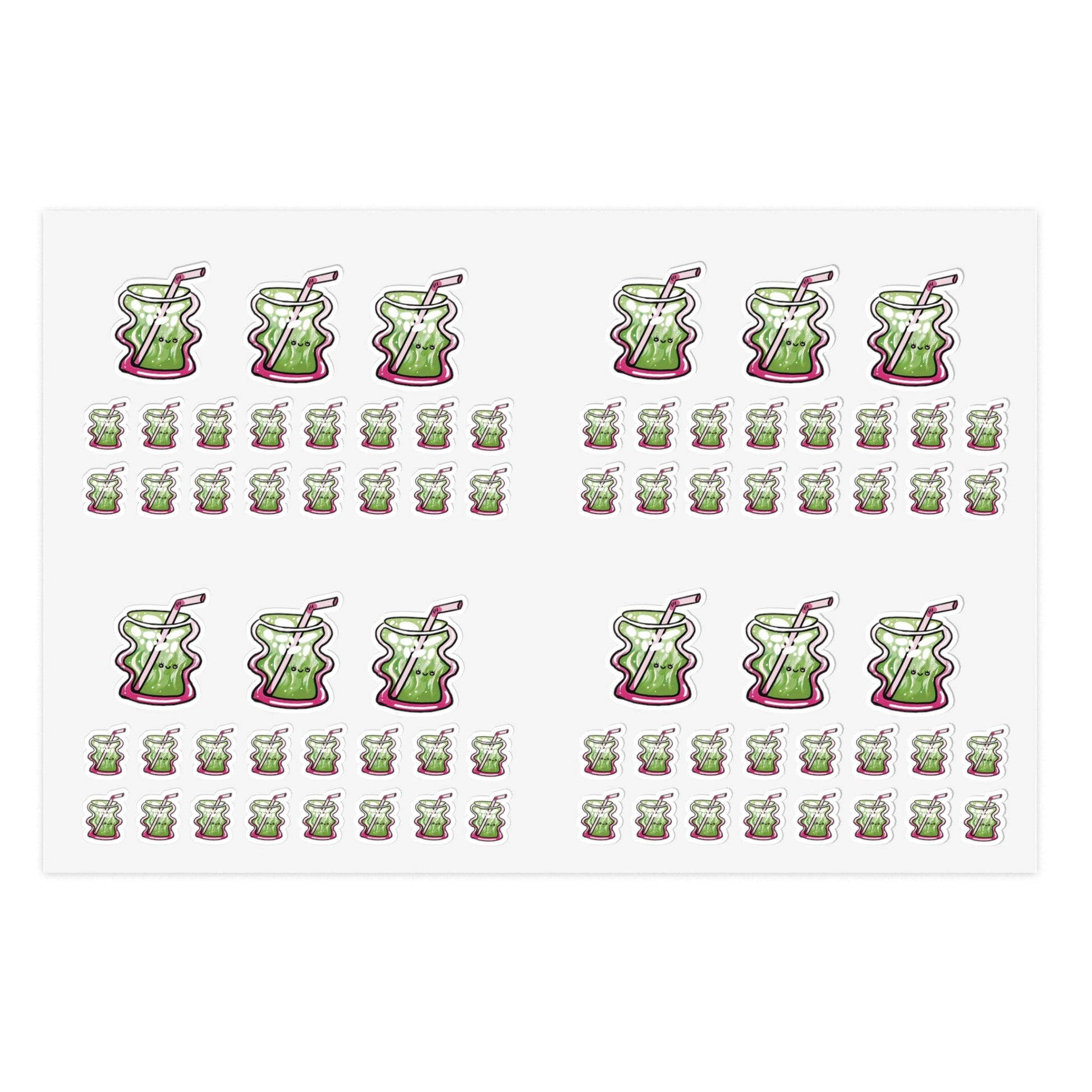 Cute Matcha Drink-Themed Sticker Sheets for Planners, Scrapbooking, Journals, Gifts, Party Favors Printify