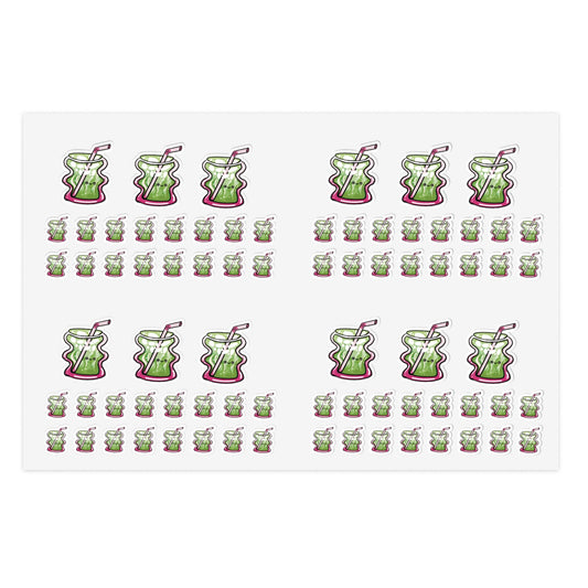 Cute Matcha Drink-Themed Sticker Sheets for Planners, Scrapbooking, Journals, Gifts, Party Favors Printify