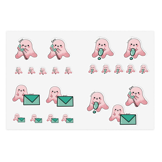 Cute Pink Character Sticker Sheets for Planners, Journals, and Scrapbooking, Ideal for Creative Gifts, Stickers for Kids and Adults Printify