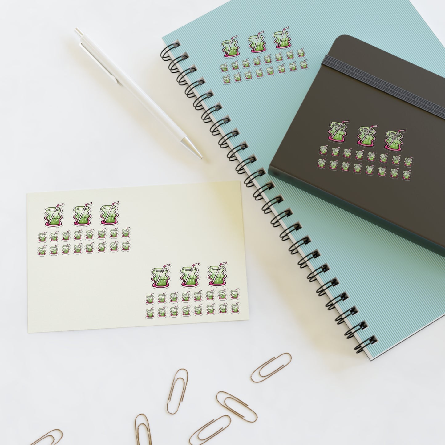 Cute Matcha Drink-Themed Sticker Sheets for Planners, Scrapbooking, Journals, Gifts, Party Favors